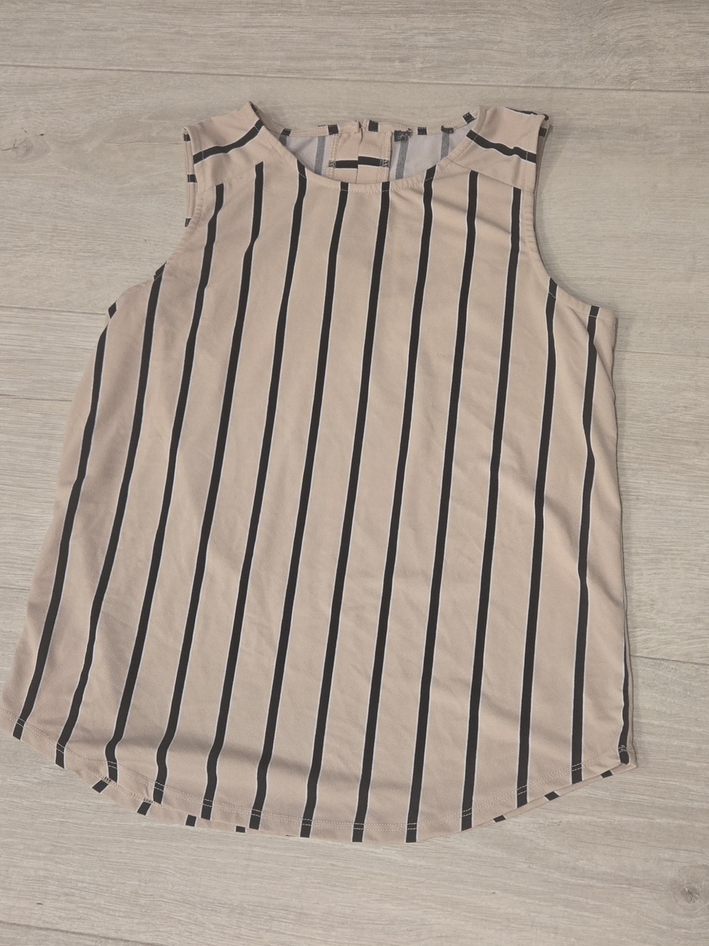 Sleeveless Striped Blouse - Beige/Black
